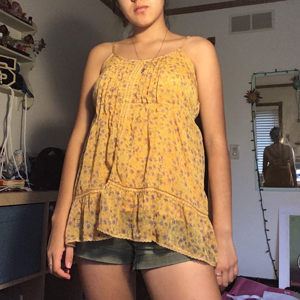 yellow floral tank top
